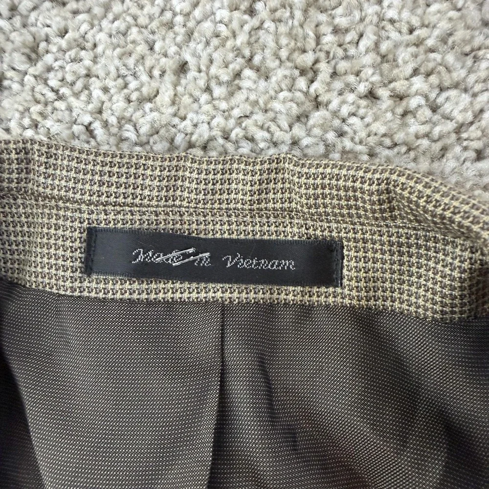 Michael Kors Blazer Mens 46 L Brown Check Polyester 2 Button Sport Coat Jacket